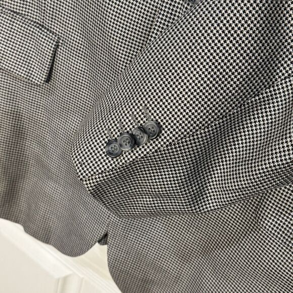 Pronto Moda Men Wool Cashmere Lana Lux Sports Coat Sz 44R Black Grey - Picture 4 of 12